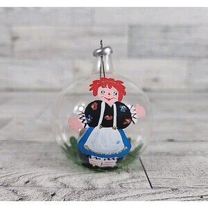 Vintage Inarco Glass Raggedy Ann Ornament 2.5" Bulb Christmas Made In Italy